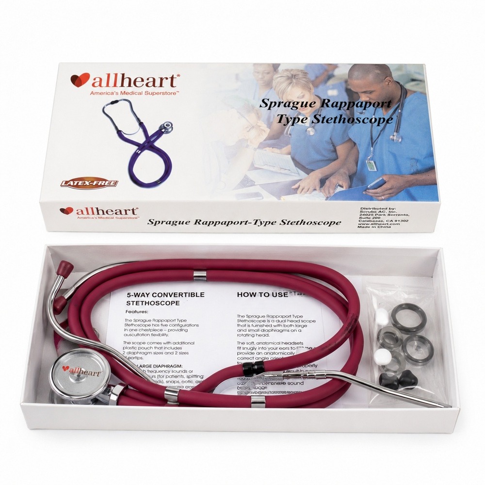 Allheart Sprague Rappaport Type Stethoscope 5-Way Convertible Burgundy New